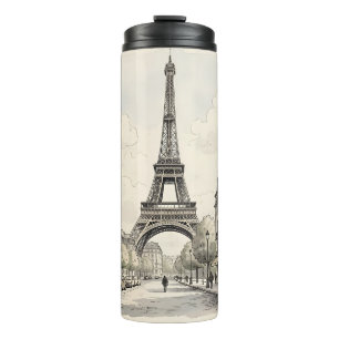 Vintage antique travel illustration of Paris Thermal Tumbler