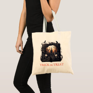 Vintage Antique Trick or Treat Spooky House Tote Bag