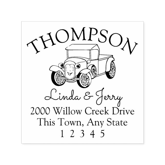 Vintage Antique Truck Address Self-inking Stamp (Design)