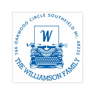 Vintage Antique Typewriter Monogram & Address Self-inking Stamp