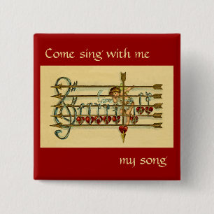 Vintage Antique Valentine's Day Music Pin