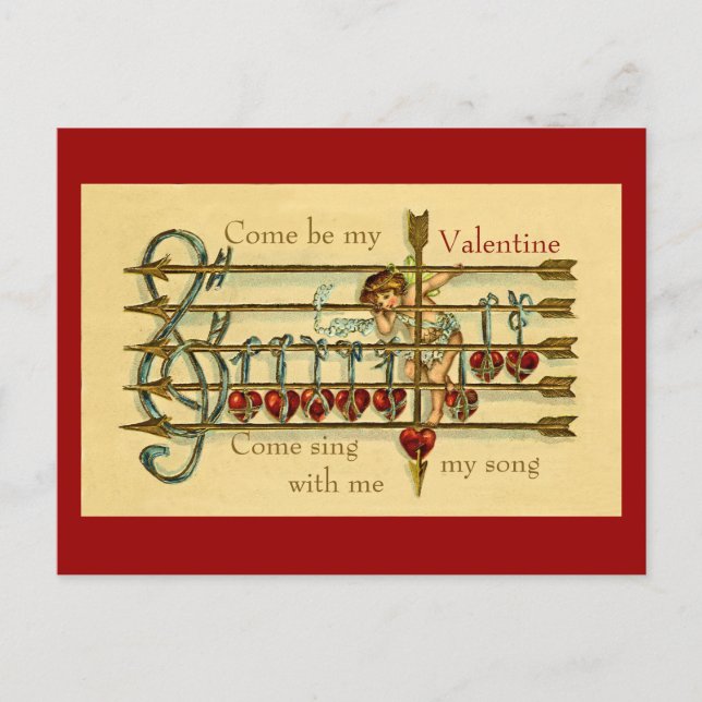 Vintage Antique Valentine's Day Musical Postcard (Front)