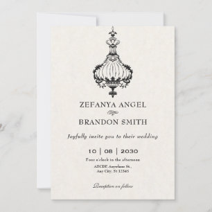 Vintage antique victorian chandeliers wedding invitation