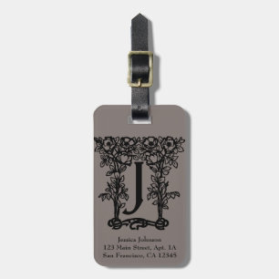Vintage Antique Victorian Monogram Letter J Luggage Tag