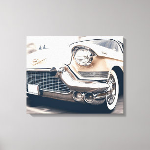 Vintage Antique White Cream Coloured Car Canvas Print