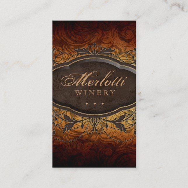 Vintage Antique Wine Leaves Business Card (Front)