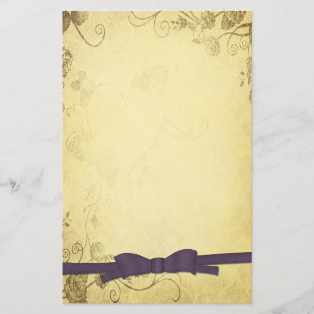 Vintage Antique With Bow Wedding Stationery (Front)