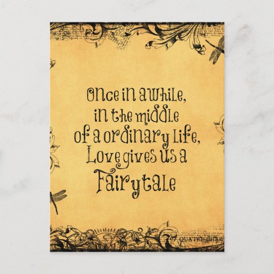 Vintage Antique With Love Quote Wedding Announcement Postcard
