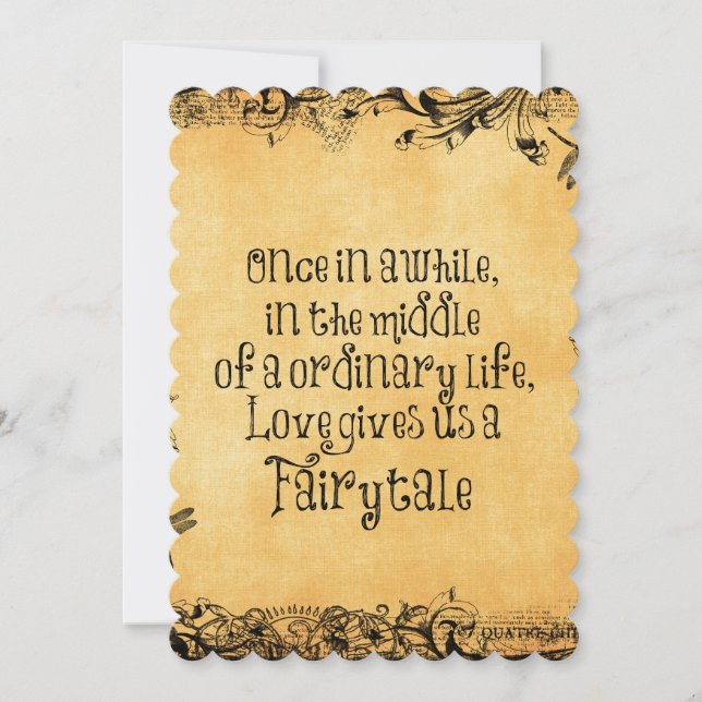 Vintage Antique with Love Quote Wedding Invitation (Front)