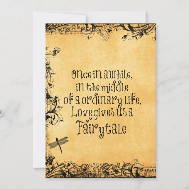 Vintage Antique with Love Quote Wedding Invitation (Front)