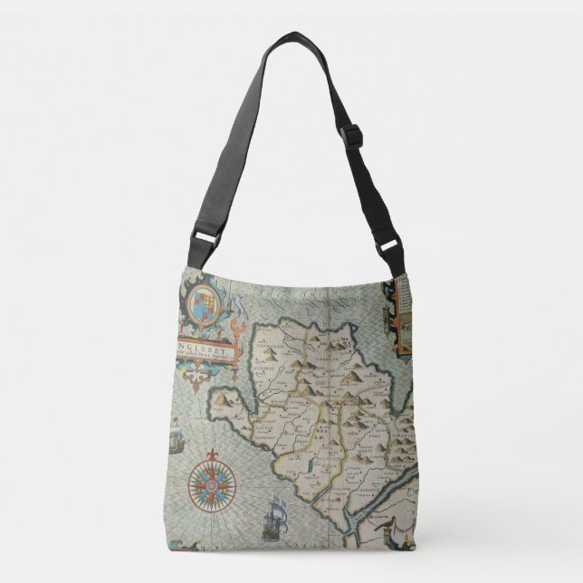 Vintage Antique World Map Crossbody Bag (Front)