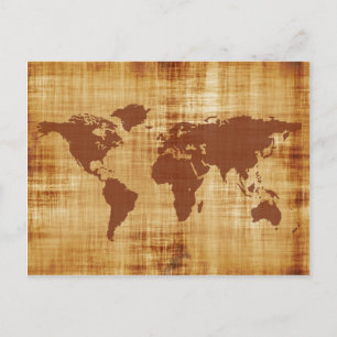 Vintage Antique World Map Montage Postcard