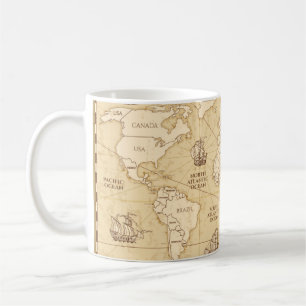 Vintage antique world map with countries boundarie coffee mug