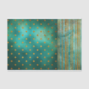 Vintage Antiqued Distressed Turquoise Decoupage Tissue Paper