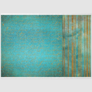 Vintage Antiqued Distressed Turquoise Decoupage Tissue Paper