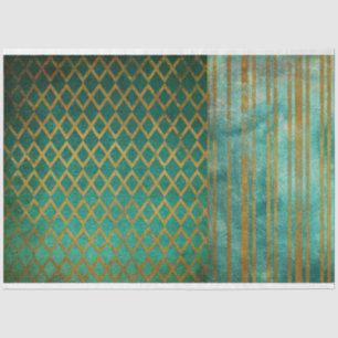 Vintage Antiqued Distressed Turquoise Decoupage Tissue Paper