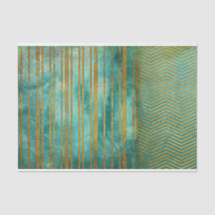 Vintage Antiqued Distressed Turquoise Decoupage Tissue Paper