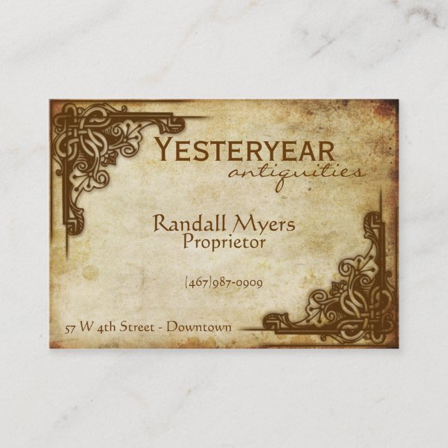 Vintage Antiques Business Card (Front)