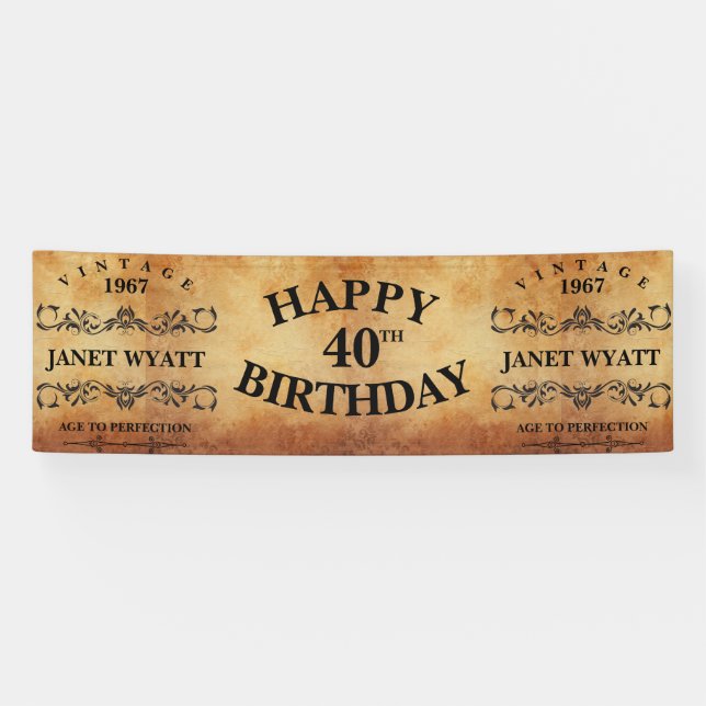 Vintage Any  Age Birthday Design Banner (Horizontal)