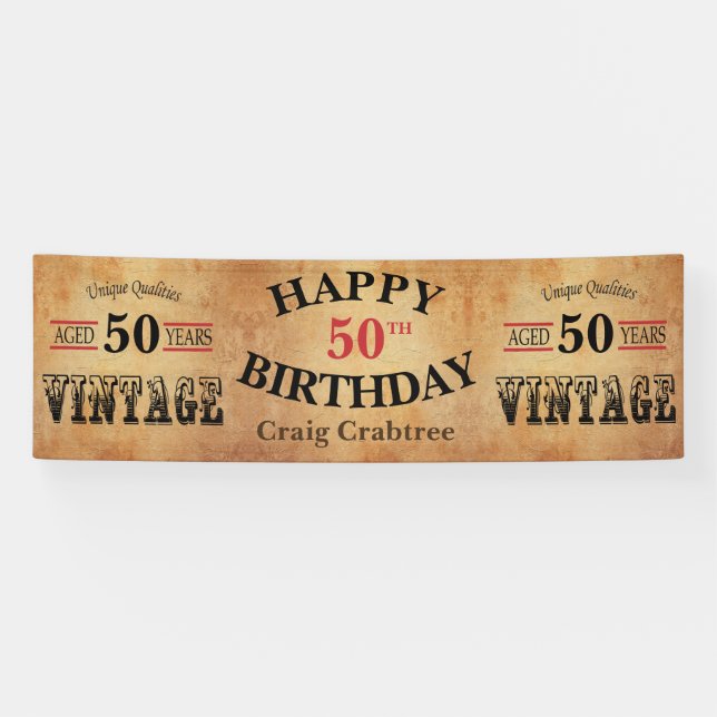 Vintage Any Age Birthday Design Banner (Horizontal)