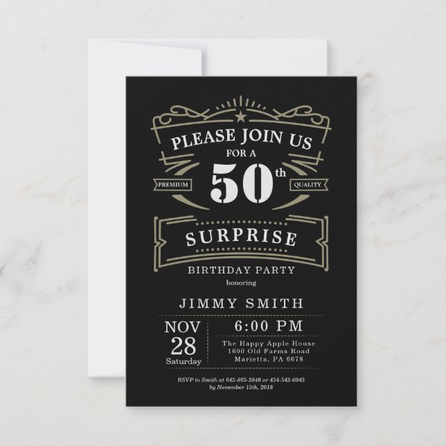 Vintage Any Age Rustic Theme Invitation (Front)