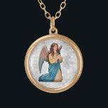 *~* Vintage AP40 Classic Angel Kneeling Praying Gold Plated Necklace<br><div class="desc">(search id AP40 for similar designs) Transfer to other products if you like. Vintage ROUND Gold design with sweet classic art of a young female ANGEL KNEELING PRAYING . * Energetically Enhanced Romantic Vintage Retro Antique ANGEL faux Glitter diamond pave Background. ANGEL KNEELING and PRAYING with a Silver glitter background....</div>