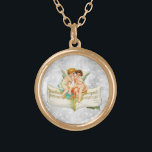 *~* Vintage AP40 Classic Angels Sheet Music Gold Plated Necklace<br><div class="desc">(search id AP40 for similar designs) Transfer to other products if you like. Vintage ROUND Gold NECKLACE with sweet classic art of 2 Angels sitting on sheet music and whispering some observations. * Energetically Enhanced Romantic Vintage Retro Antique Silver Glitter on faux Glitter diamond pave Background. The little angels care...</div>