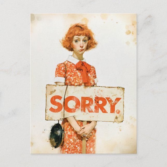 Vintage Apology Portrait Illustration Postcard (Front)