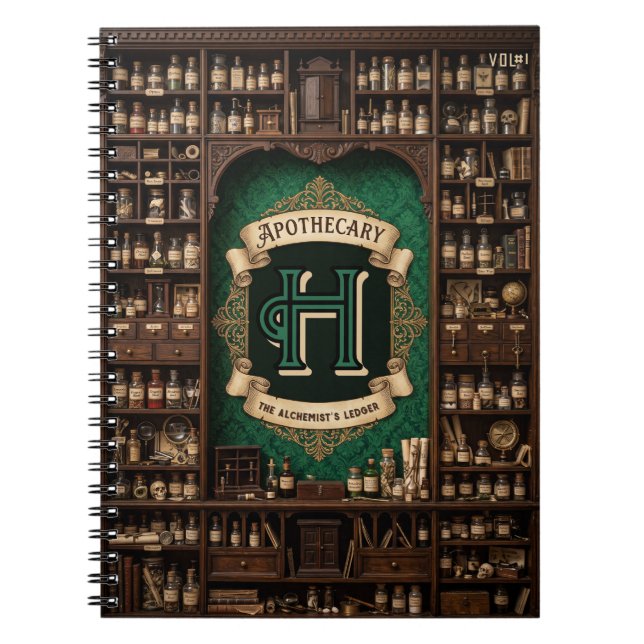 Vintage Apothecary & Alchemist Ledger Monogram Notebook (Front)