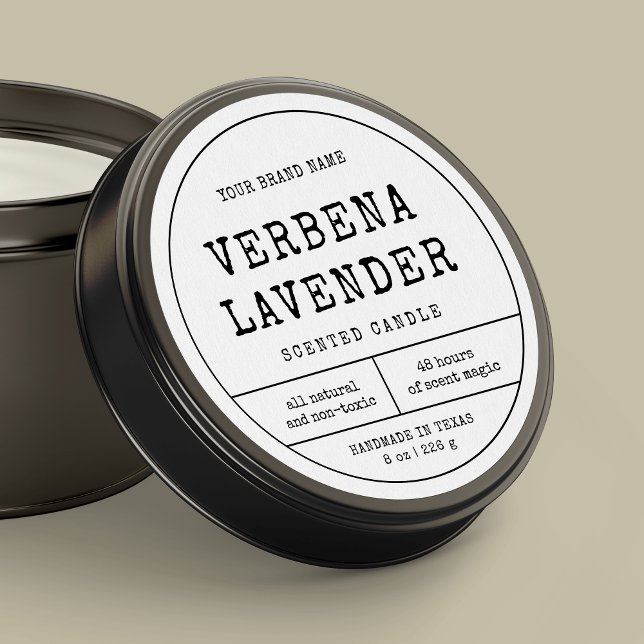 Vintage Apothecary Black White Round Candle Label (Rustic vintage round product stickers - great for candles and other fragrance products)