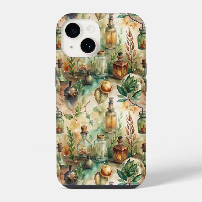 Vintage Apothecary Bottles Pattern (2) iPhone Case (Back)