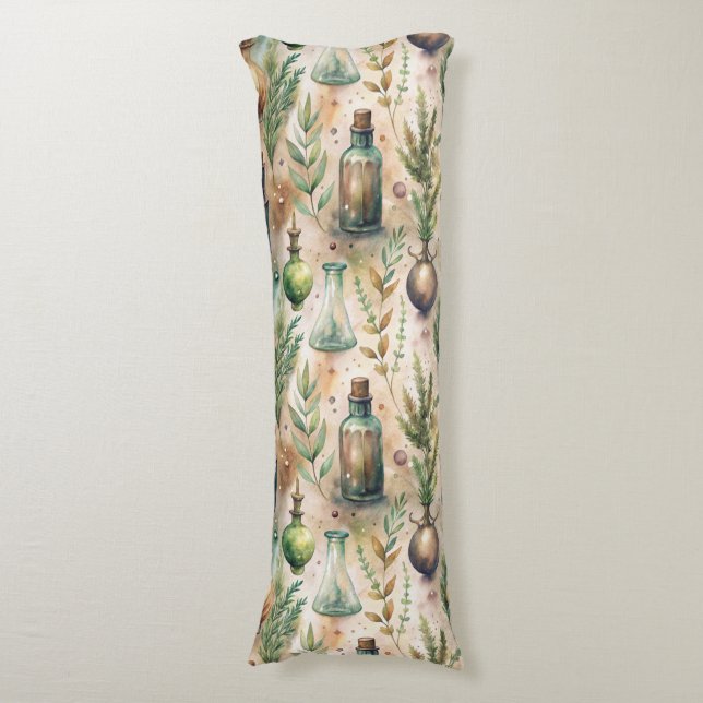 Vintage Apothecary Bottles Pattern (3) Body Cushion (Front Vertical)