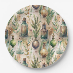 Vintage Apothecary Bottles Pattern (3) Paper Plate