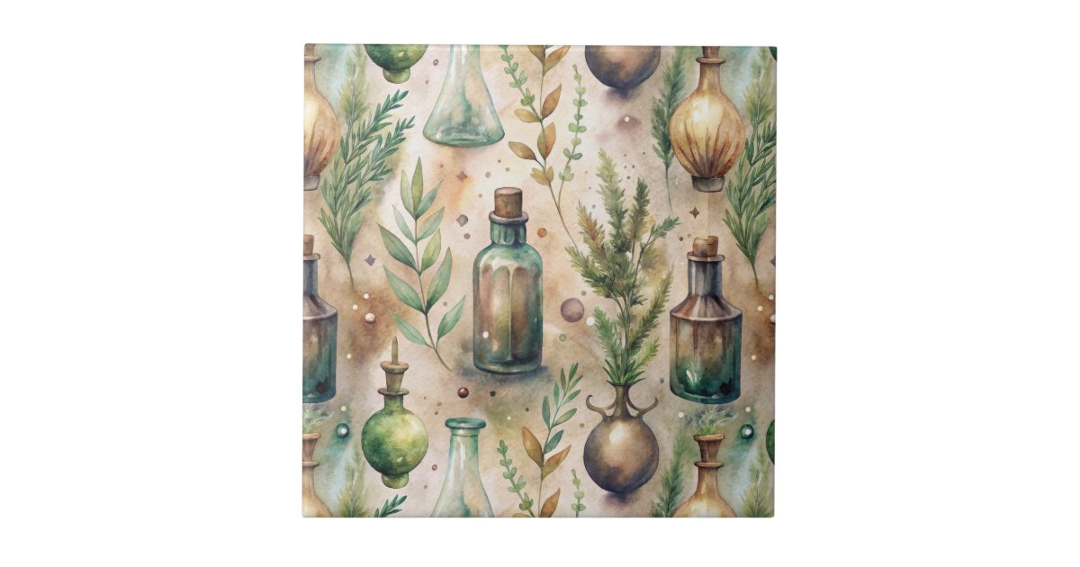 Curated visual reference: Fresh Look at Vintage Apothecary Bottles Pattern 3 Tile
