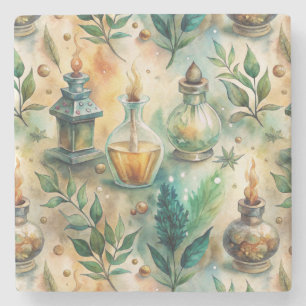 Vintage Apothecary Bottles Pattern (4) Stone Coaster