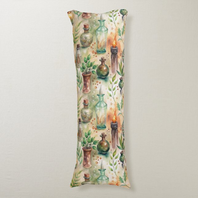 Vintage Apothecary Bottles Pattern (5) Body Cushion (Front Vertical)