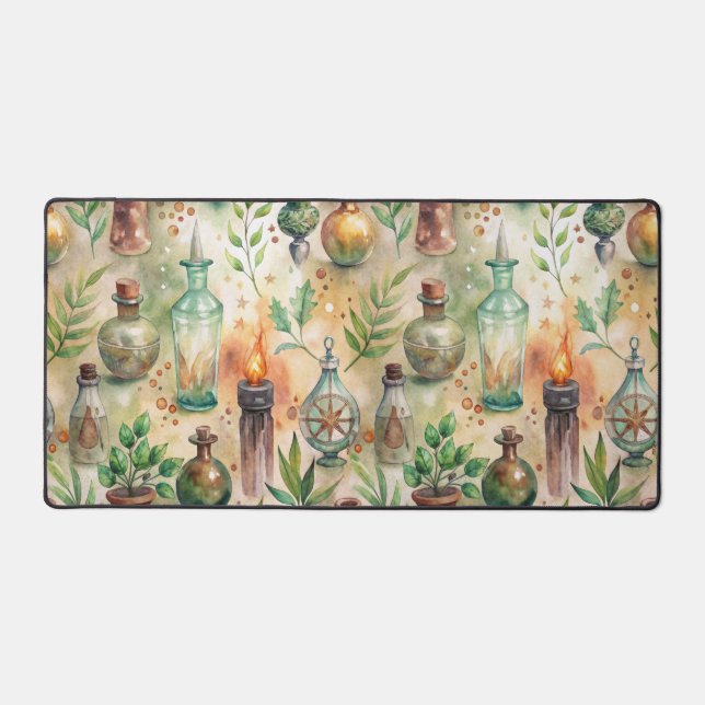 Vintage Apothecary Bottles Pattern (5) Desk Mat (Front)