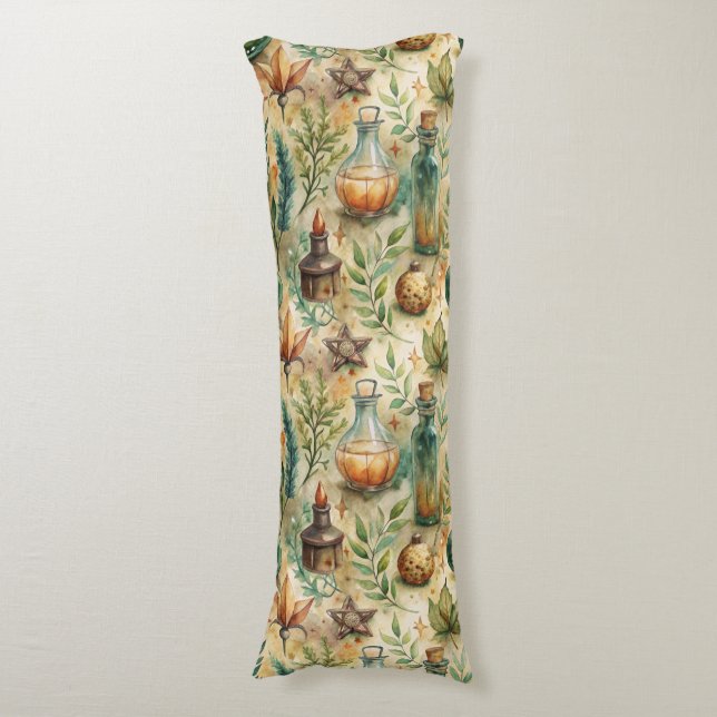 Vintage Apothecary Bottles Pattern (6) Body Cushion (Front Vertical)