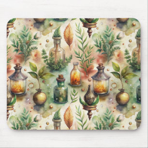 Vintage Apothecary Bottles Pattern Mouse Mat