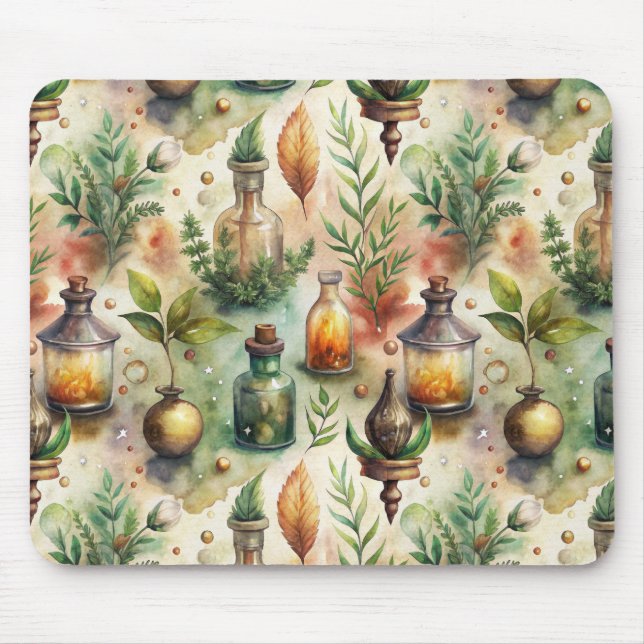 Vintage Apothecary Bottles Pattern Mouse Mat (Front)