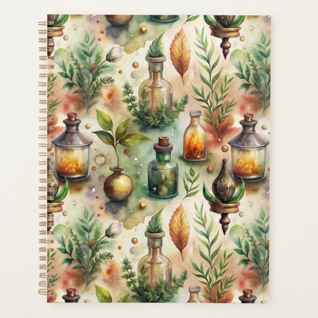 Vintage Apothecary Bottles Pattern Planner (Front)
