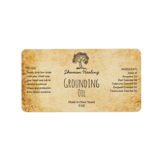 Vintage Apothecary Grounding Oil Labels (Front)