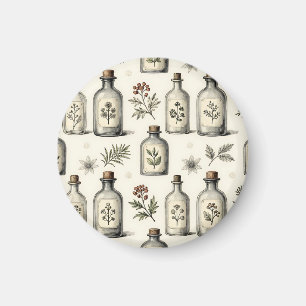 Vintage Apothecary Herb Bottles Pattern Magnet