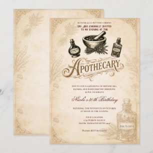 Vintage Apothecary Herbal Birthday Party or Event Invitation