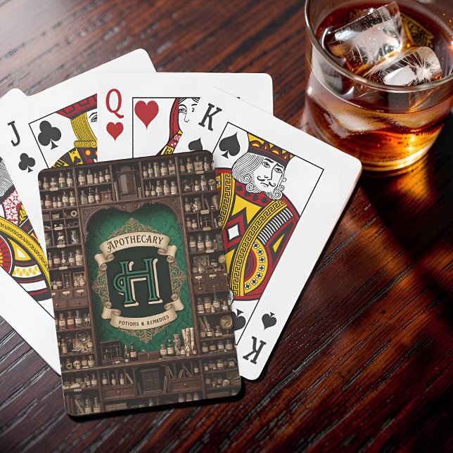 Vintage Apothecary Potion Monogram Dark Playing Cards (Creator Uploaded)