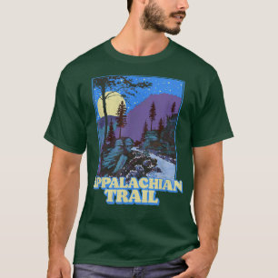 Vintage Appalachian Trail Night Scene Mountain Ret T-Shirt