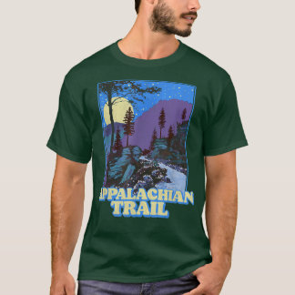Vintage Appalachian Trail Night Scene Mountain Ret T-Shirt