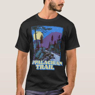 Vintage Appalachian Trail Night Scene Mountain Ret T-Shirt