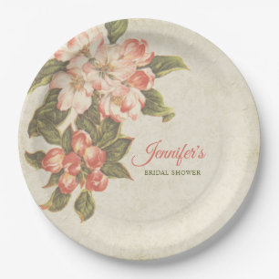 Vintage Apple Blossom Bridal Shower Paper Plate