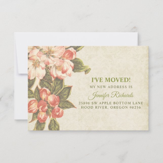 Vintage Apple Blossom Just Moved Card (Front)